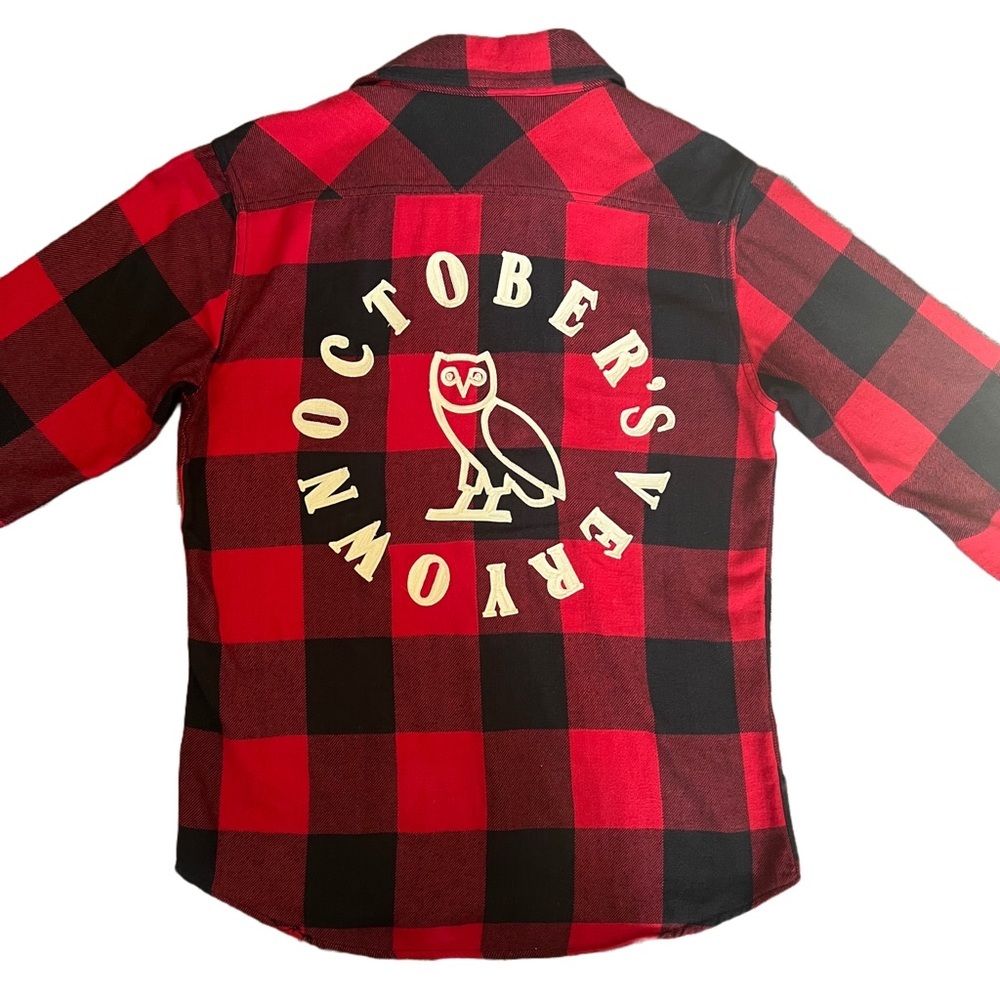 OCTOBER’S VERY OWN / OVO RED AND BLACK BUFFALO PLAID RARE BUTTON DOWN FLANNEL